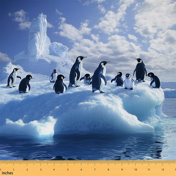 Homewish Antarctica Animals Fabric by the Yard 1 Yard,Kawaii Penguin Home Decor Fabric by the Yard,Cute Wildlife Sewing Fabric For Girls Boys,Ultra Soft Home Decor