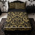 thumbnail image 1 of Homewish Antique Damask Skull Zipper Twin Comforter Sets with Fitted Sheet and 2 Pillowcases for Kids, Taupe Classic Floral Gothic Zipper Bedding Set, Black Reversible, 4 Pieces, 1 of 6