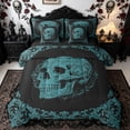 thumbnail image 1 of Homewish Antique Spooky Skull Twin Bedding for Adults, Teal Victorian Hippie Floral Bedding Comforter Set, Black Reversible, 7pcs, 1 of 7