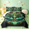 thumbnail image 1 of Homewish Astrology Tree Of Life Twin Quilt Set,Nature Boho Aesthetic Twin Coverlet Set,Green Gold,Black Reversible,2pcs, 1 of 7