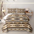 thumbnail image 1 of Homewish Aztec Geometric Rhombus Twin Quilt Set,Vintage Brown Boho Twin Coverlet Set,2 Pieces, 1 of 7
