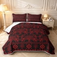 thumbnail image 1 of Homewish Aztec Tree Of Life Twin Quilt Set,Vintage Botanical Twin Coverlet Set,Red Black,Black Reversible,2 Pieces, 1 of 7