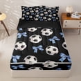 thumbnail image 1 of Homewish Ball Games Zipper Twin Comforter Sets with Fitted Sheet and 2 Pillowcases For Football Boys,Blue Cute Bows Girls Zipper Bedding Set,Black Reversible,4-Piece, 1 of 7