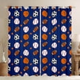 thumbnail image 1 of Homewish Ball Sport Lovers Black Out Curtains,Basketball Football Baseball Curtains Pack of 2 (42x63 Each),Deepblue White Browne Bedroom Curtains For Boys Kids,Ultra Soft Home Decor, 1 of 6