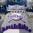 thumbnail image 1 of Homewish Ball Sports Player Bedding Comforter Set, Grey Purple Cartoon Baseball Twin Comforter Sets, Teens Kids Boys Girls Reversible Bedding Set, Breathable Home Decor, 2pcs, 1 of 8