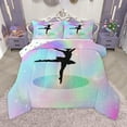 thumbnail image 1 of Homewish Ballet Girls Silhouette Queen Comforter Set,Gymnastic Sports Bedding Sets,Pink Blue Black Bedding Comforter Set For Girls Kids,Super Cozy Room Decor Reversible,3 Pieces, 1 of 8