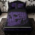 thumbnail image 1 of Homewish Baroque Antique Skull Zipper Full Size Comforter Sets with Fitted Sheet and 2 Pillowcases for Kids, Lavender Mandala Floral Zipper Bedding Set, Black Reversible, 4pcs, 1 of 6