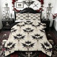thumbnail image 1 of Homewish Baroque Bat Crown Skull Full Size Comforter Sets for Kids, Cream Gothic Drip Winged Skeleton Bedding Comforter Set, Black Reversible, 3-Piece, 1 Comforter and 2 Pillowcases, 1 of 6