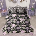 thumbnail image 1 of Homewish Baroque Damask Floral 7 Pieces Bedding Comforter Set,Rustic Flower Full Bedding Set,Pink Black Fitted Sheet Flat Sheet For Girl,Ultra Soft Bedroom Decoration Reversible, 1 of 8