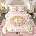 thumbnail image 1 of Homewish Baroque Floral 7-Piece Twin Bedding Sets,Vintage Damask Floral Bedding Comforter Set,Pink Gold Sheet Sets For Adults,Ultra Soft Bedroom Decoration Reversible, 1 of 8