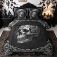 thumbnail image 1 of Homewish Baroque Skull Twin Bedding for Men, Black Silver Floral Gothic Bedding Comforter Set, Black Reversible, 7pcs, 1 of 7