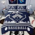 thumbnail image 1 of Homewish Baseball Game Bedding Comforter Set,Sport City Silhouette Twin Comforter Sets,Deepblue Gray White Bedding Set For Boys Kids,Ultra Soft Home Decor Reversible,2 Pieces, 1 of 8