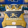 thumbnail image 1 of Homewish Baseball Game Gaming 7pcs Bedding Comforter Set,Ball Sport Theme Queen Bedding Sets,Gold Deepblue Queen Sheet Sets For Teens,Luxury Bedroom Decor Reversible, 1 of 8