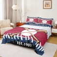 thumbnail image 1 of Homewish Baseball Game Gaming Queen Sheet Sets,Red Blue Flat Sheet,Ball Sport Theme Queen Fitted Sheet For Teens Kids,Breathable Home Decor,4pcs, 1 of 7