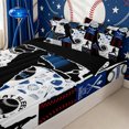 thumbnail image 1 of Homewish Baseball Gamer Zipper Full Size Comforter Sets with Fitted Sheet and 2 Pillowcases for Boys,Sport Theme Plaid Zipper Bedding Set,4pcs,Black Reversible, 1 of 6