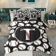 thumbnail image 1 of Homewish Baseball Initial Letter Bedding Comforter Set 7 Pieces, Cartoon Monogrammed T Full Bedding Set, Kawaii Ball Print Reversible Fitted Sheet Flat Sheet, Breathable Home Decor, 1 of 8