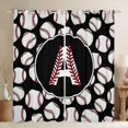 thumbnail image 1 of Homewish Baseball Initial Letter Black Out Curtains, Cartoon Monogrammed A Curtains Pack of 2 (42x63 Each), Kawaii Ball Print Bedroom Curtains, Blackout Curtains Home Decor, 1 of 6