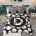 thumbnail image 1 of Homewish Baseball Initial Letter Twin Bedding Sets 7-Piece, Cartoon Monogrammed D Bedding Comforter Set, Kawaii Ball Print Reversible Sheet Sets, Lightweight Room Decor, 1 of 8