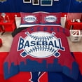 thumbnail image 1 of Homewish Baseball Print Kids Full Size Comforter Sets, Cartoon Ball Game Bedding Comforter Set, Modern Sports Theme Reversible Bedding Sets, Crismon Navy Breathable Home Decor, 3 Pieces, 1 of 8