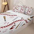thumbnail image 1 of Homewish Baseball Softball Zipper Full Size Comforter Sets with Fitted Sheet and 2 Pillowcases, Red Sports Cap Zipper Bedding Set for Boys and Girls, Reversible, 4-Piece, 1 of 6