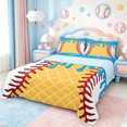 thumbnail image 1 of Homewish Baseball Rhombus Blue White Yellow Twin 3-Piece Reversible Teens Luxury Modern Geometric Sport Gamer Sheet Set, 1 of 7
