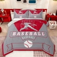 thumbnail image 1 of Homewish Baseball Sport Theme Bedding Comforter Set,Ball Gamer Twin Comforter Sets,Red Gray Bedding Set For Kids,Microfiber Bedroom Decor Reversible,2pcs, 1 of 8