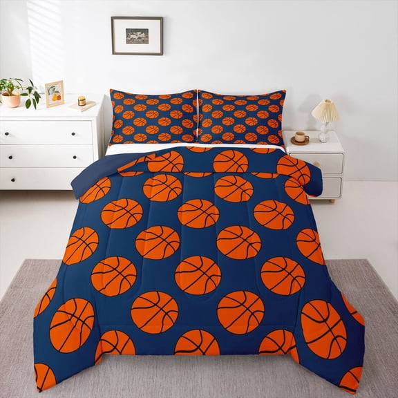 Homewish Basketball 2pcs Bedding Comforter Set For Teens,Sport Theme Twin Comforter Sets,Ball Game Breathable Bedding Set,Luxury Bedroom Decor,Reversible