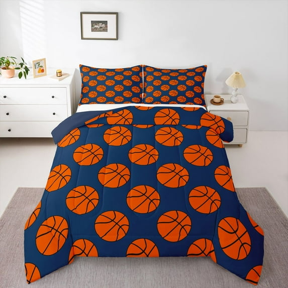 Homewish Basketball 3 Pieces Queen Comforter Set For Teens,Sport Theme Ultra Soft Bedding Sets,Ball Game Bedding Comforter Set,Luxury Bedroom Decor,Reversible