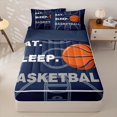 thumbnail image 1 of Homewish Basketball Ball Game Kids Zipper Full Size Comforter Sets with Fitted Sheet and 2 Pillowcases,Sport Theme Zipper Bedding Set For Boys,Navy Blue Reversible,4 Pieces, 1 of 7