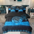 thumbnail image 1 of Homewish Basketball Game 7pcs Bedding Comforter Set,Sport Theme Queen Bedding Sets,Blue Black Queen Sheet Sets For Boys Kids,Breathable Home Decor Reversible, 1 of 8