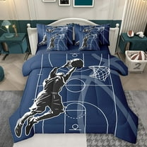 Homewish Basketball Gamer 7-Piece Twin Bedding Sets for Female Men Teens,Ball Game Bedding Comforter Set,Sport Theme Breathable Sheet Sets,Ultra Soft Home Decor,Reversible