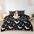 thumbnail image 1 of Homewish Bat Moon Silhouette Bedding for Kids, Black White Star Halloween Duvet Cover Full, Black Reversible, 3 Pieces, 1 Duvet Cover and 2 Pillowcases, 1 of 6