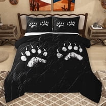 Homewish Bear Paw Pattern Bedding Comforter Set,Safari Animal Twin Comforter Sets,Black White Bedding Set For Boys Kids,Super Cozy Room Decor Reversible,2-Piece