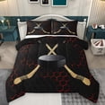 thumbnail image 1 of Homewish Hockey Sport Game Full Size Comforter Sets,Geometric Honceycomb Hexagon Bedding Comforter Set,Black Brown Red Bedding Sets For Boys Kids,Super Cozy Room Decor Reversible,3pcs, 1 of 8