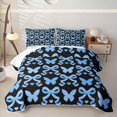 thumbnail image 1 of Homewish Black Blue Quilt Full For Girls,Butterfly Bow-Tie Full Bedspread Sets,3-Piece, 1 of 7