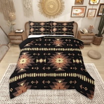 Homewish Black Brown Aztec Bedding Comforter Set, Bohemian Geometric Twin Comforter Sets, Rustic Lodge Cabin Farmhouse Bedding Set, Lightweight Room Decor
