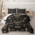 thumbnail image 1 of Homewish Black Brown Aztec Twin Quilt Set,Tribal Symbol Mysterious Aztec Twin Coverlet Set For Adults,2pcs, 1 of 7