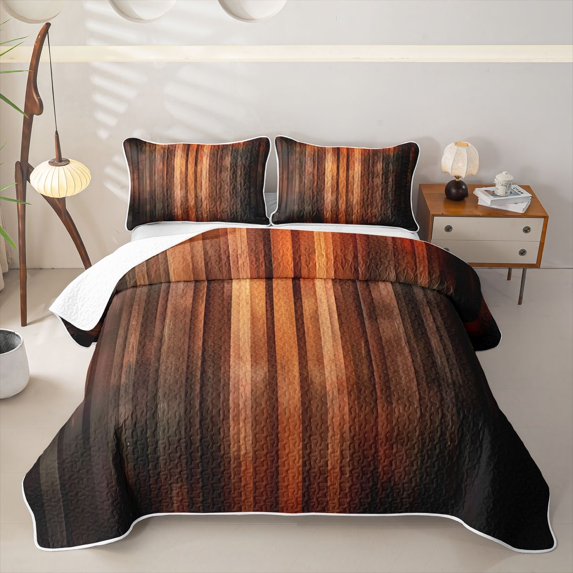 Homewish Black Brown Quilt Full,Abstract Geometric Full Bedspread Sets,3 Pieces