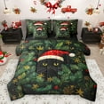 thumbnail image 1 of Homewish Black Cat Kitten 7-Piece Twin Bedding Set Green Palm Leaf Xmas Snowflake Cozy Reversible Decor For Boys Girls, 1 of 8