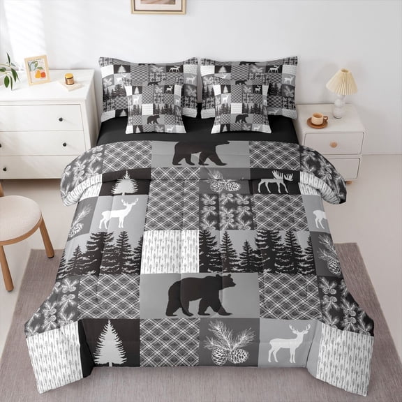 Homewish Black Crow Bedding Comforter Set 7-Piece for Female Men Adults,Pink Floral Rose King Bedding Sets,Retro Gothic Style Ultra Soft Bed Sheets,Lightweight Room Decor,Reversible