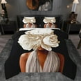 thumbnail image 1 of Homewish Black Girl 2pcs Bedding Comforter Set For Teens Female Adults,Chic Flowers Twin Comforter Sets,Fashion Modern Breathable Bedding Set,Lightweight Room Decor,Reversible, 1 of 8