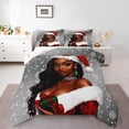 thumbnail image 1 of Homewish Black Girl 3-Piece Full Size Comforter Sets for Teens Girls,Xmas Snowflake Bedding Comforter Set,Merry Christmas Lightweight Bedding Sets,Microfiber Bedroom Decor,Reversible, 1 of 8