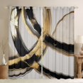 thumbnail image 1 of Homewish Black Gold Gray Kitchen Curtains,Modern Brush Strokes Black Out Curtains Pack of 2 (42x63 Each), 1 of 6