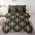 thumbnail image 1 of Homewish Black Gold Skull Damask 7-Piece Twin Bedding,Happy Halloween Bedding Comforter Set,Black Reversible, 1 of 8