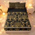thumbnail image 1 of Homewish Black Gold Tree Of Life Zipper Full Size Comforter Sets with Fitted Sheet and 2 Pillowcases,Aztec Exotic Style Zipper Bedding Set,Black Reversible,4pcs, 1 of 8