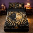thumbnail image 1 of Homewish Black and Gold Zipper Queen Comforter Set with Fitted Sheet and 2 Pillowcases, Hippie Sun and Moon Zipper Bedding Set, Stars Decor, Black Reversible, 1 of 7