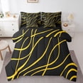 thumbnail image 1 of Homewish Black Golden Lines 7-Piece Twin Bedding,Modern Geometric Bedding Comforter Set,Black Reversible, 1 of 8