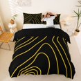 thumbnail image 1 of Homewish Black Golden Stripes Bedding,Abstract Artwork Duvet Cover Full,Black Reversible,3 Pieces,1 Duvet Cover and 2 Pillowcases, 1 of 6