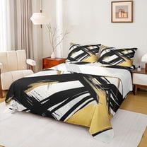 Homewish Black Golden Stripes Lines Twin Sheet Sets 3pcs for Female Men Adults,Vintage Aesthetic Twin Fitted Sheet Microfiber,Geometric Theme Breathable Flat Sheet,Luxury Bedroom Decor