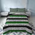 thumbnail image 1 of Homewish Black Gray Green Stripe Full Size Comforter Sets, Sequin Print Geometric Bedding Comforter Set, Black Reversible, 3-Piece 1 Comforter and 2 Pillowcases, 1 of 6